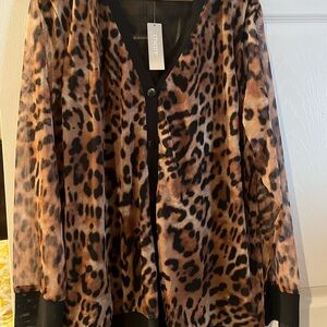 Chico's Leopard Print Blouse with Black Accents